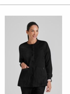 Barco Uniforms Black Women's Button-Front Scrub Jacket